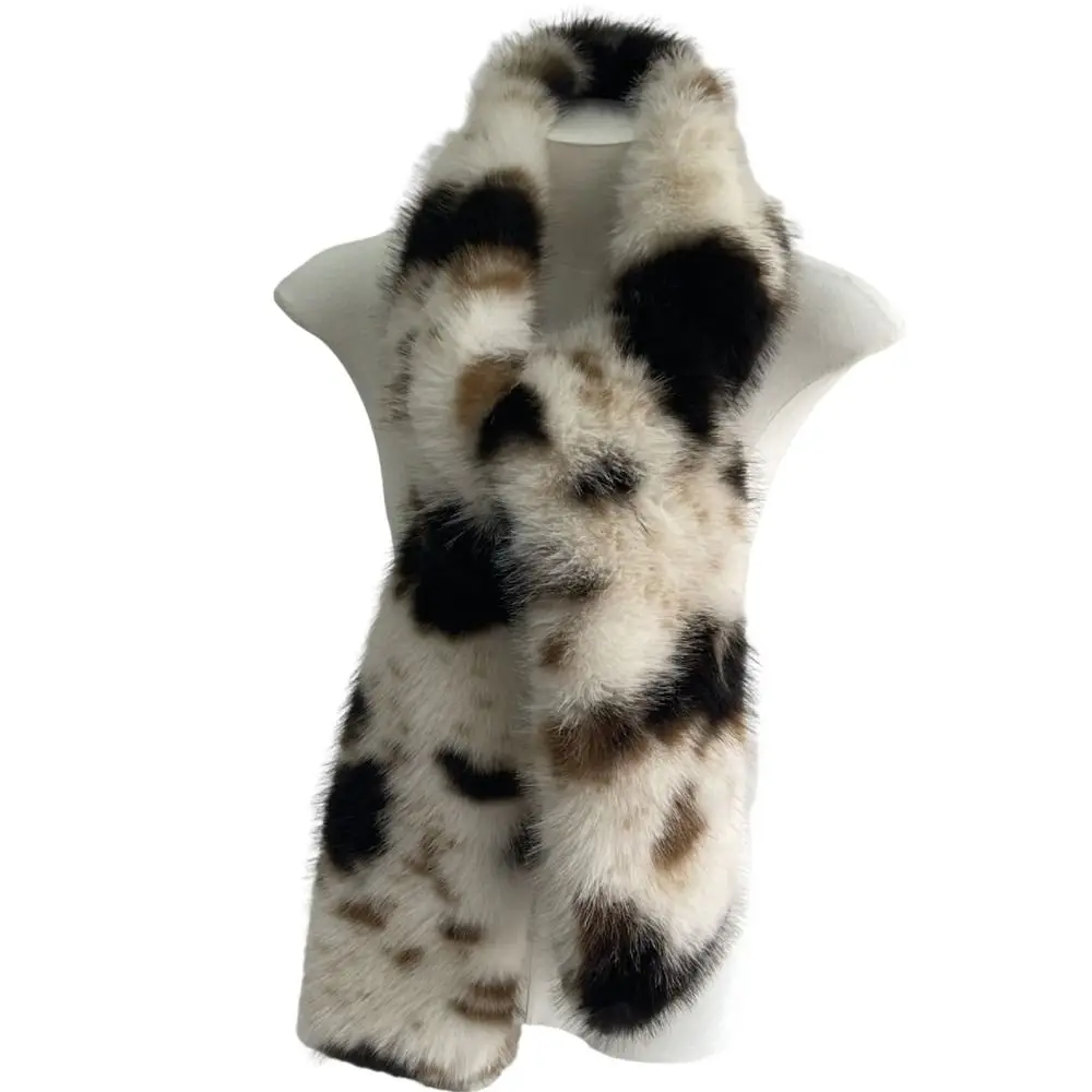 Vintage Thickened Scarf Lengthened Soft Long Fur Scarf Leopard Pattern Warm Lining Leopard Print Scarf Winter Season