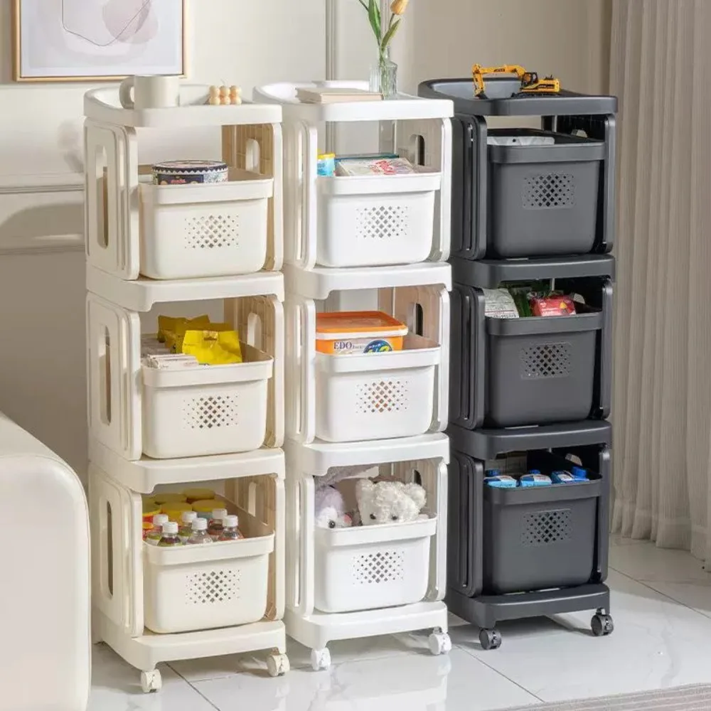 

Movable Drawer Style Storage Rack Bookshelves Rolling Cart Household Storage Racks Under-Table Floor Standing Snack Trolley