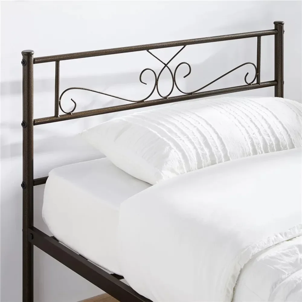 Moderne Scroll Metall plattform Einzel bett, Bronze