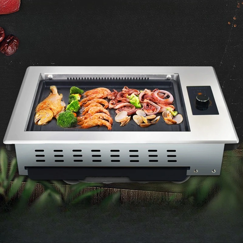 Korean Electric Grill, Barbecue Grill, Infrared Smokeless Barbecue Machine for Self-service Barbecue Shop, Commercial Korean