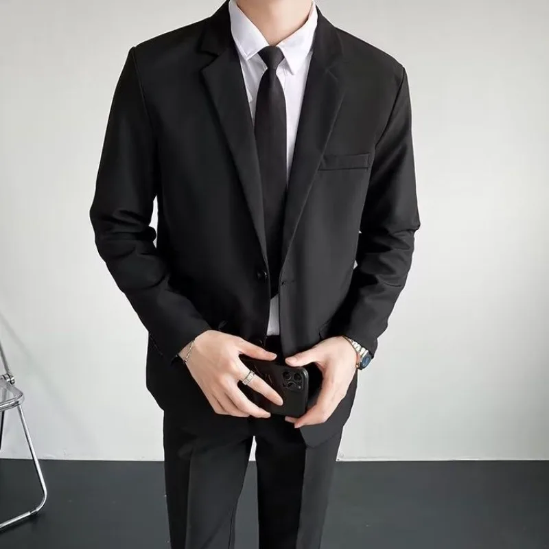 

Black Business Male Blazer Vintage Simple Breasted Menswear Trendy 2025 Men's Suit Jackets Spring Clothes Single Models Coat