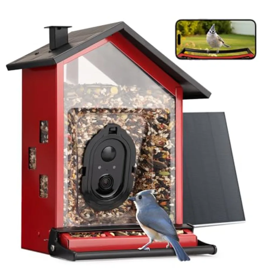 

Smart Bird Feeder with Camera Solar Powered Squirrels-Proof AI Identify Bird Species and Instant Arrival Notification Camera Da