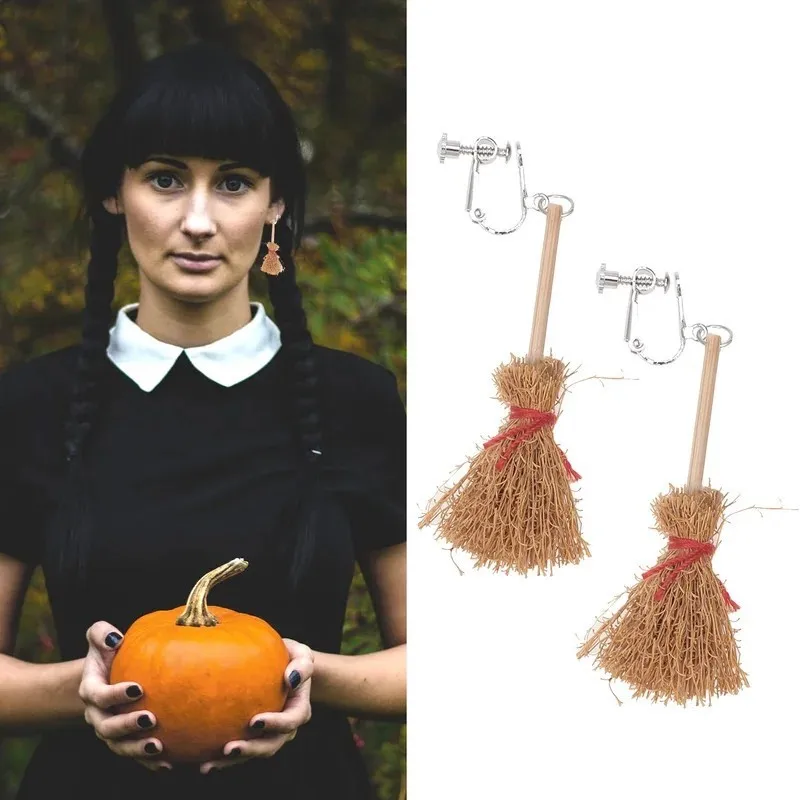 Funny Vintage Witch Broom Drop Earrings Halloween Christmas Fashion Personalized Jewelry Women Gifts
