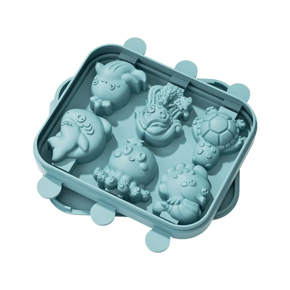 6-Cavity Popsicle Mold Silicone Mold For Candy Chocolate DIY Kitchen Tools Marine Theme Ice Cream Mold Easy Release Pop Mould
