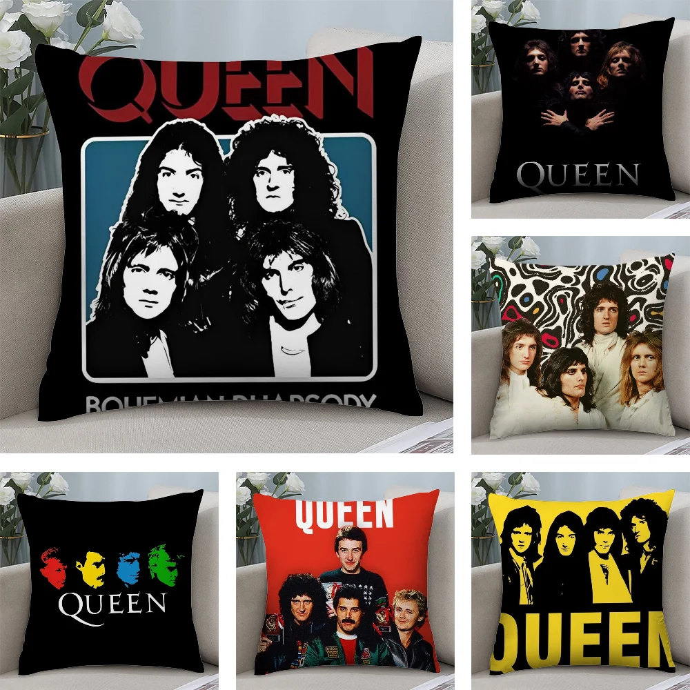 Funda de almohada Rock Queen BandS, sofá corto de felpa, regalo decorativo, cojín con estampado de doble cara para el hogar
