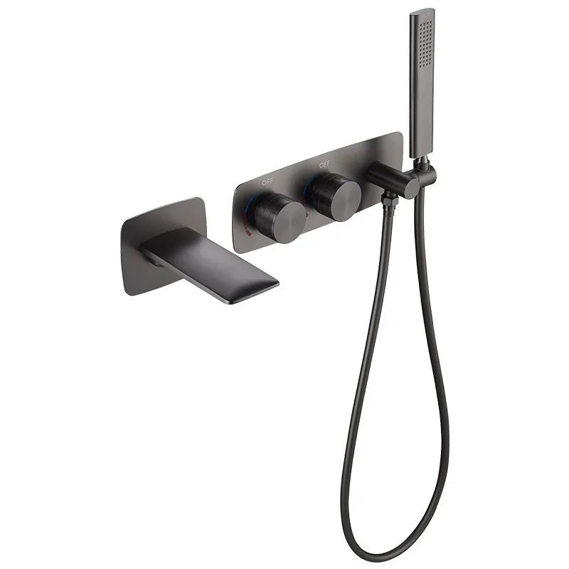 

Recessed Bath Faucet Hidden Concealed Black Waterfall Wall Outlet Bathroom Wall Shower Faucet