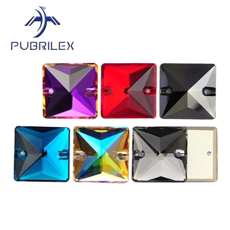 Pubrilex Quadratische Flache Strasssteine mit Glitzer zum Aufnähen, mit abgeschrägten Kanten für Bastelarbeiten und Kleidungszubehör – Detail 2