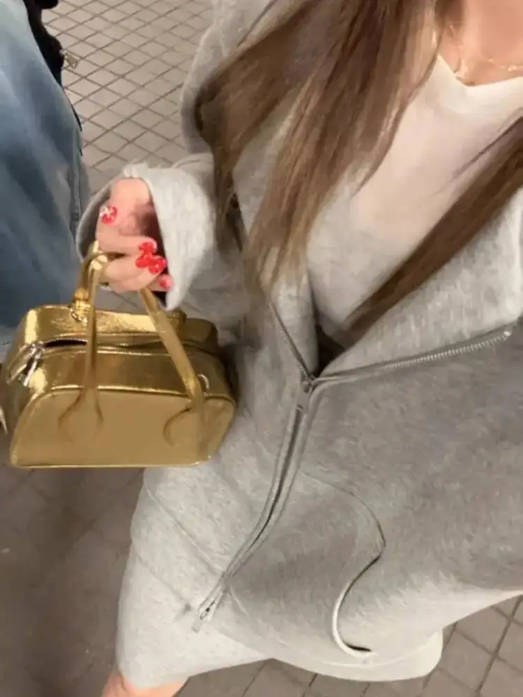 Bloom Hot Girls Gold Hand Ladies 2025 High Street Handle Leather Casual Square Bag Women Retro Crossbody Bags Aesthetic