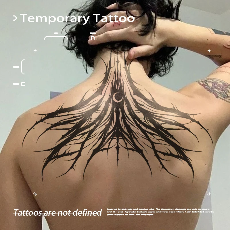 الوشم المؤقت الأمريكي الظلام القمر شريط عصير الأعشاب الوشم التصحيح كامل الظهر دائم مقاوم للماء وهمية الوشم هدية حفلة Y2k #1
