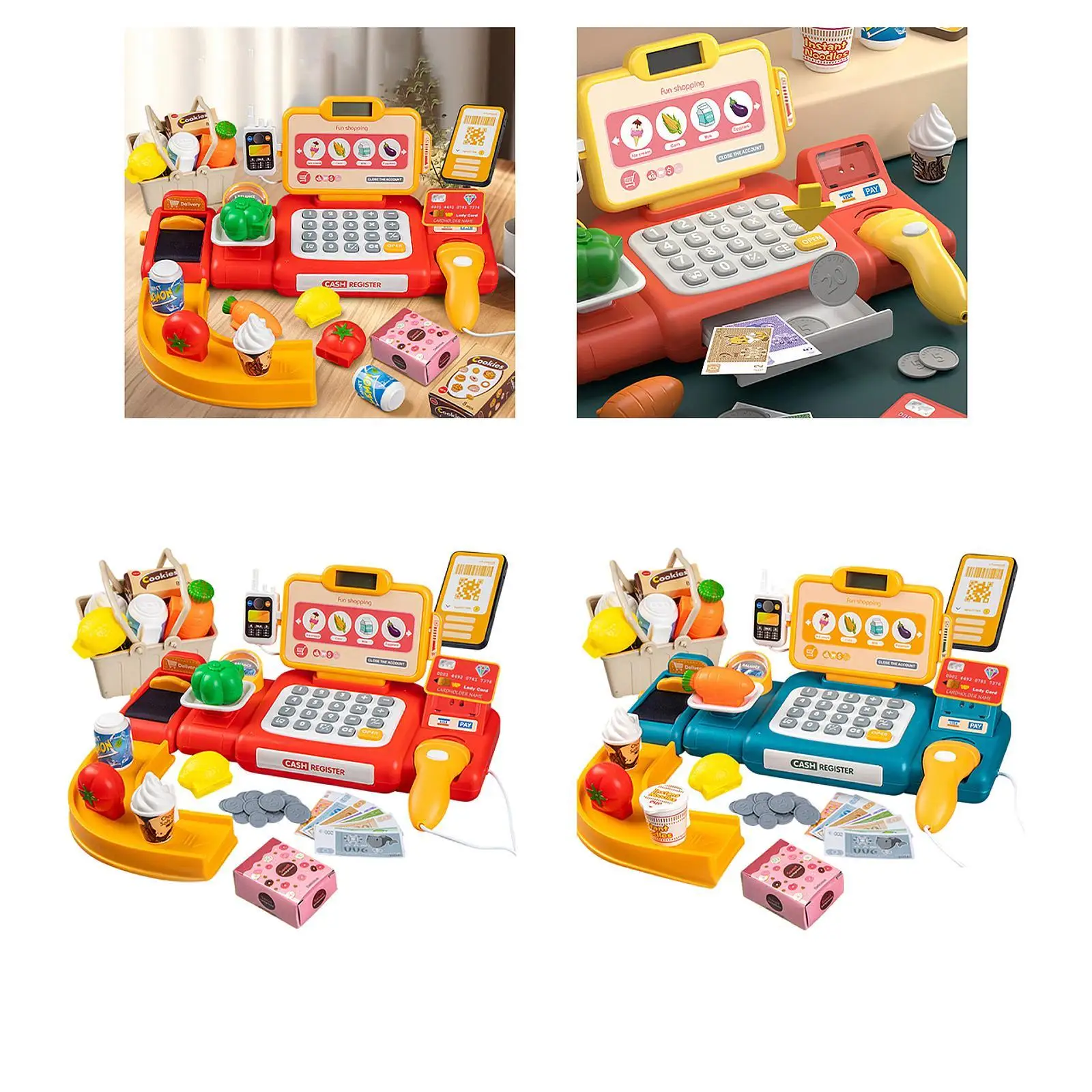 Pretend Play Grocery Supermarket Cashier Playset Pretend Play Calculator Register Toys for Children Girls Boys Baby Gifts