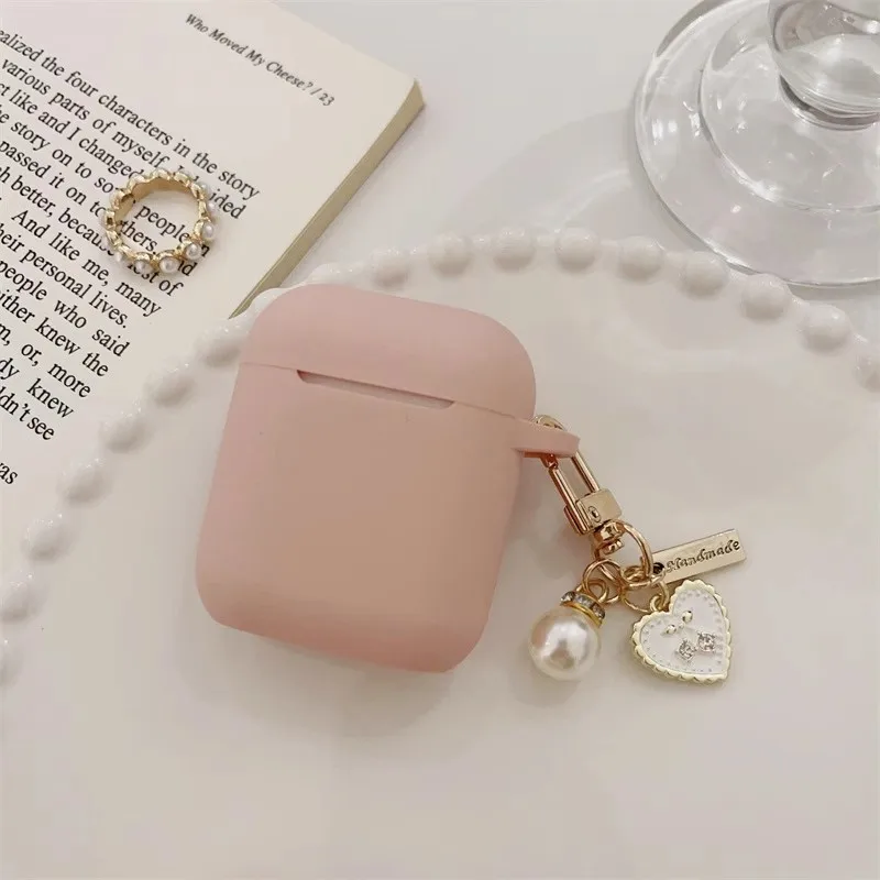 Étui pour écouteurs en silicone rose mignon pour Apple AirPods Pro 2, boîte pour casque, porte-clés coeur d'amour vintage, 1, 2/3