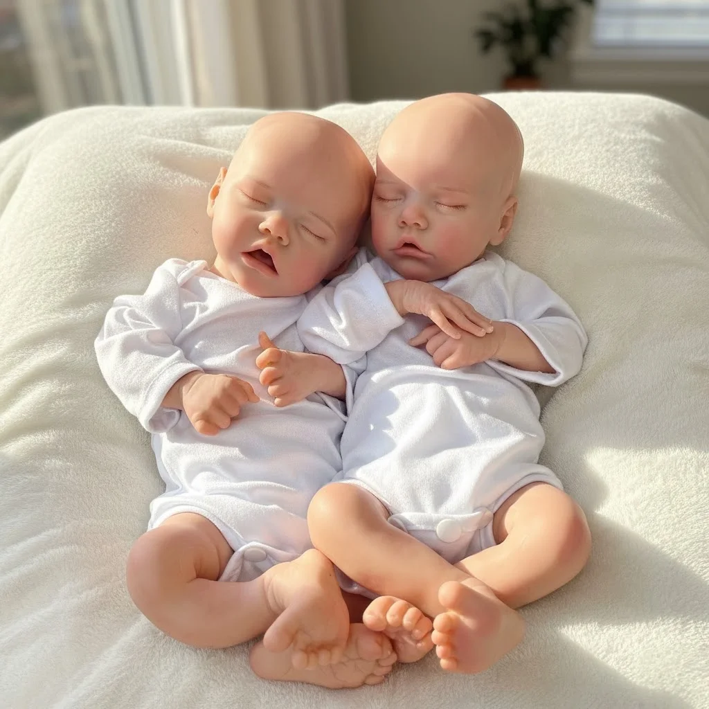 OtardDolls 16-18Inch Twins A&B Full Solid Silicone Reborn Doll Bebe Painted Sleeping Baby Doll Boneca Reborn Corpo De Silicone