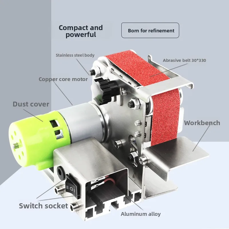 Mini Electric Belt Sander Bench Top Variable Speed Multifunction Polisher Grinder Sharpener for Knife Tool Wood Metal DIY
