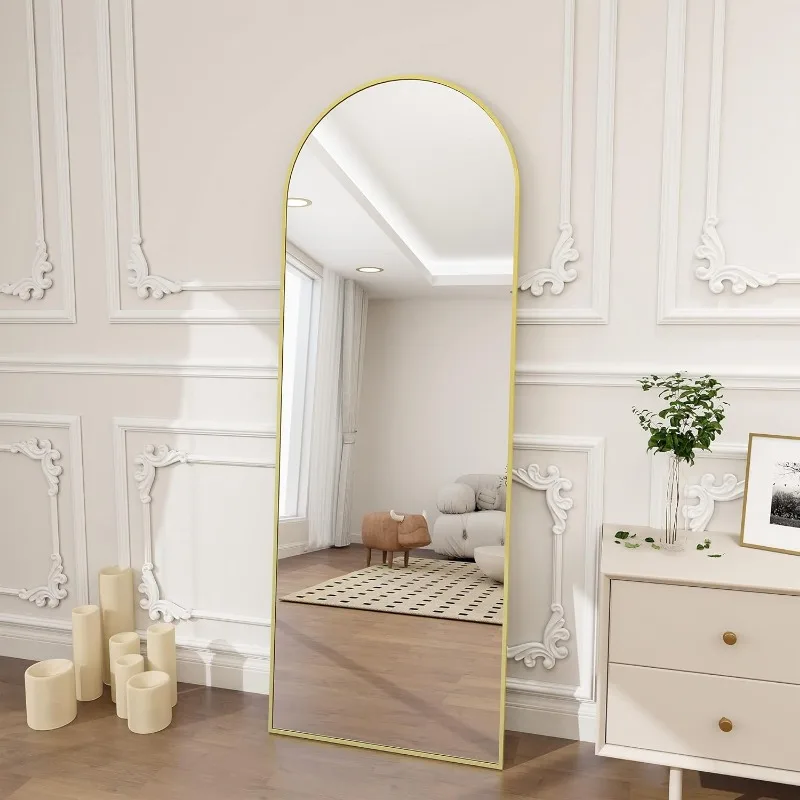 Arched Full Length Mirror, 64"x21" Standing Hanging or Leaning Full Body Mirror with Aluminum Alloy Frame for Living Room