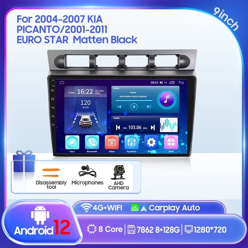 Auto Multimedia Speler Voor Kia Picanto SA Ochtend 2004-2007 2K QLED Android 13 Autoradio Video AI Voice CarPlay GPS Head Unit
