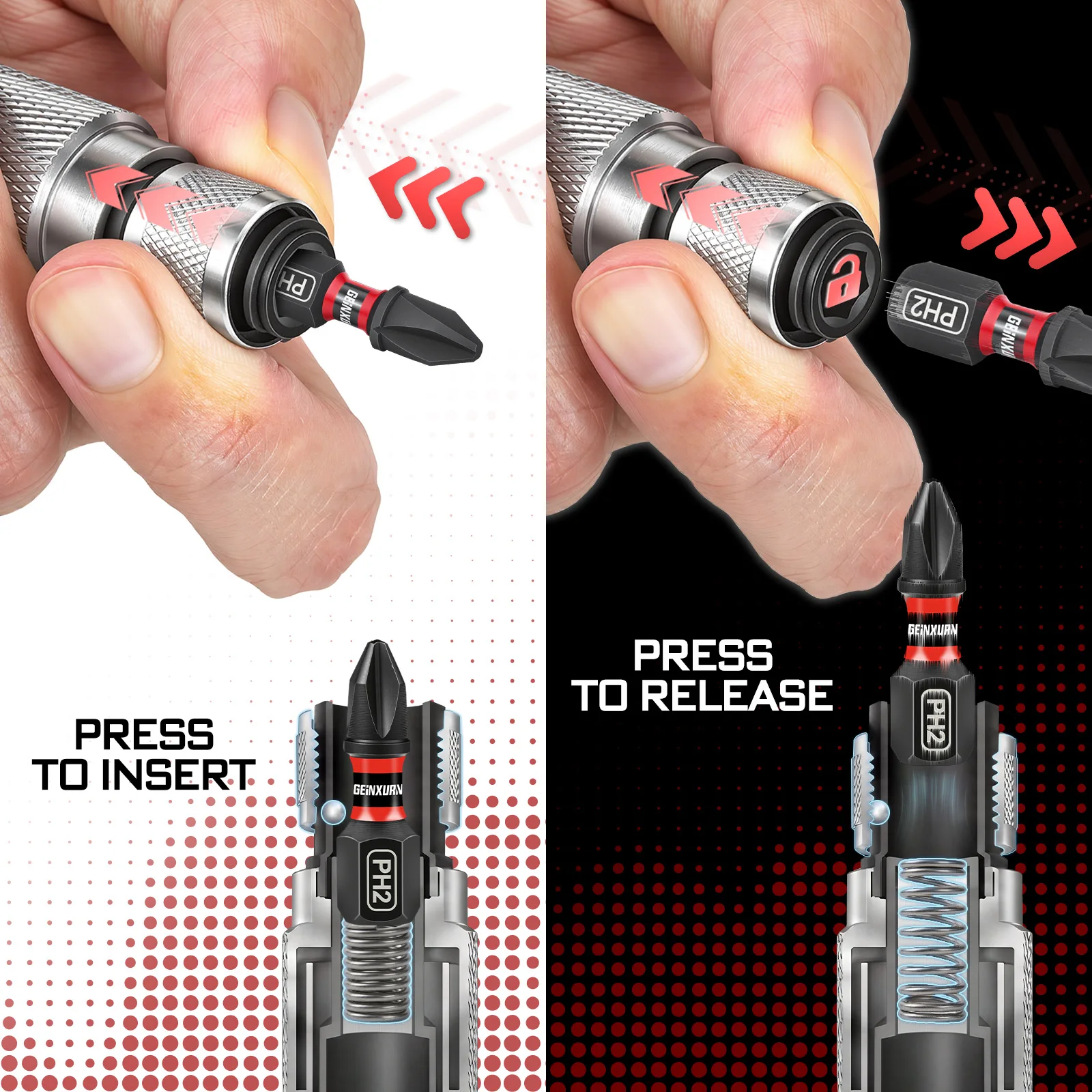Geinxurn 2PCS Flexible Shaft Extension Rod Screwdriver Bit Set With 25mm Screwdriver Bit (T20/PH2), 1/4