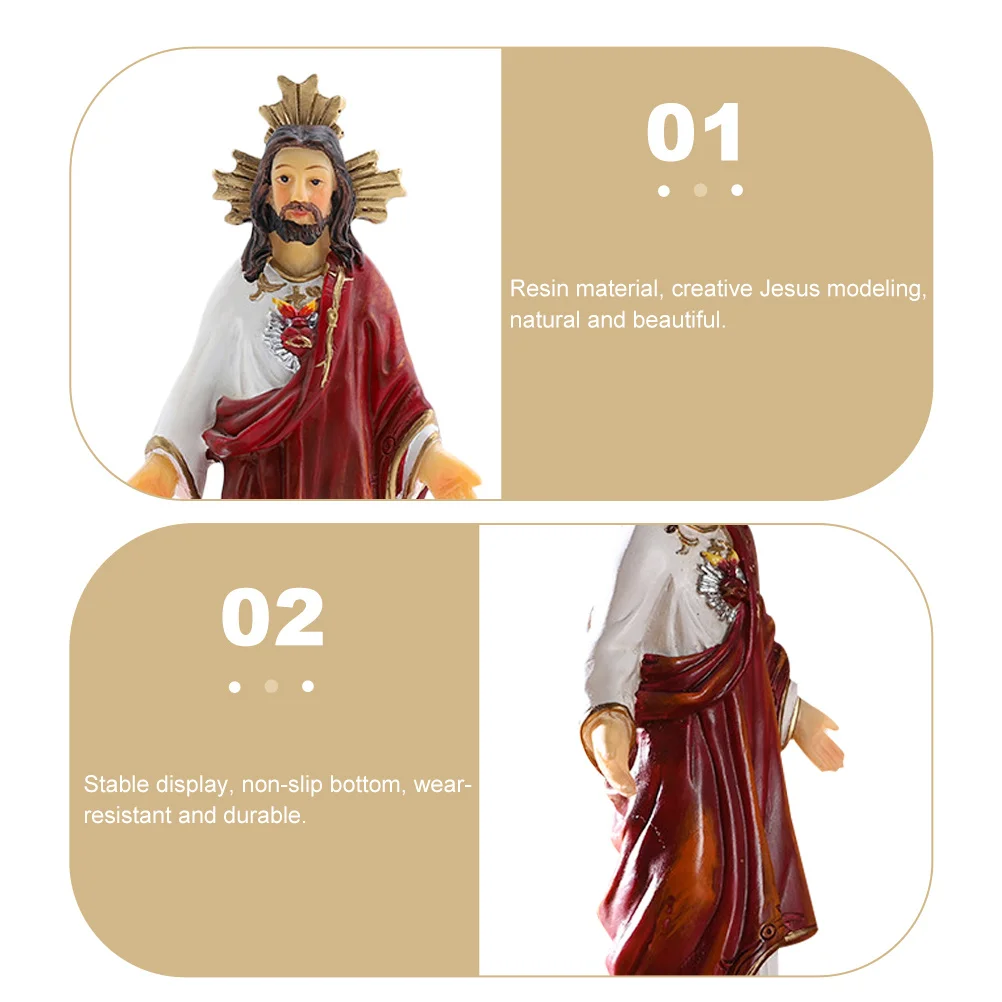 

Holy Jesus Resin Ornament Realistic Design Religious Home Decoration Desktop Adornment for Office Church Devotional Use
