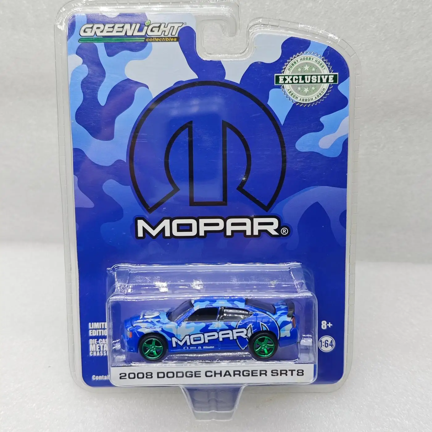 

GreenLight 1:64 2008 Dodge Charger SRT8 MOPAR Edition, коллекционная модель автомобиля из литого под давлением сплава, зеленого цвета