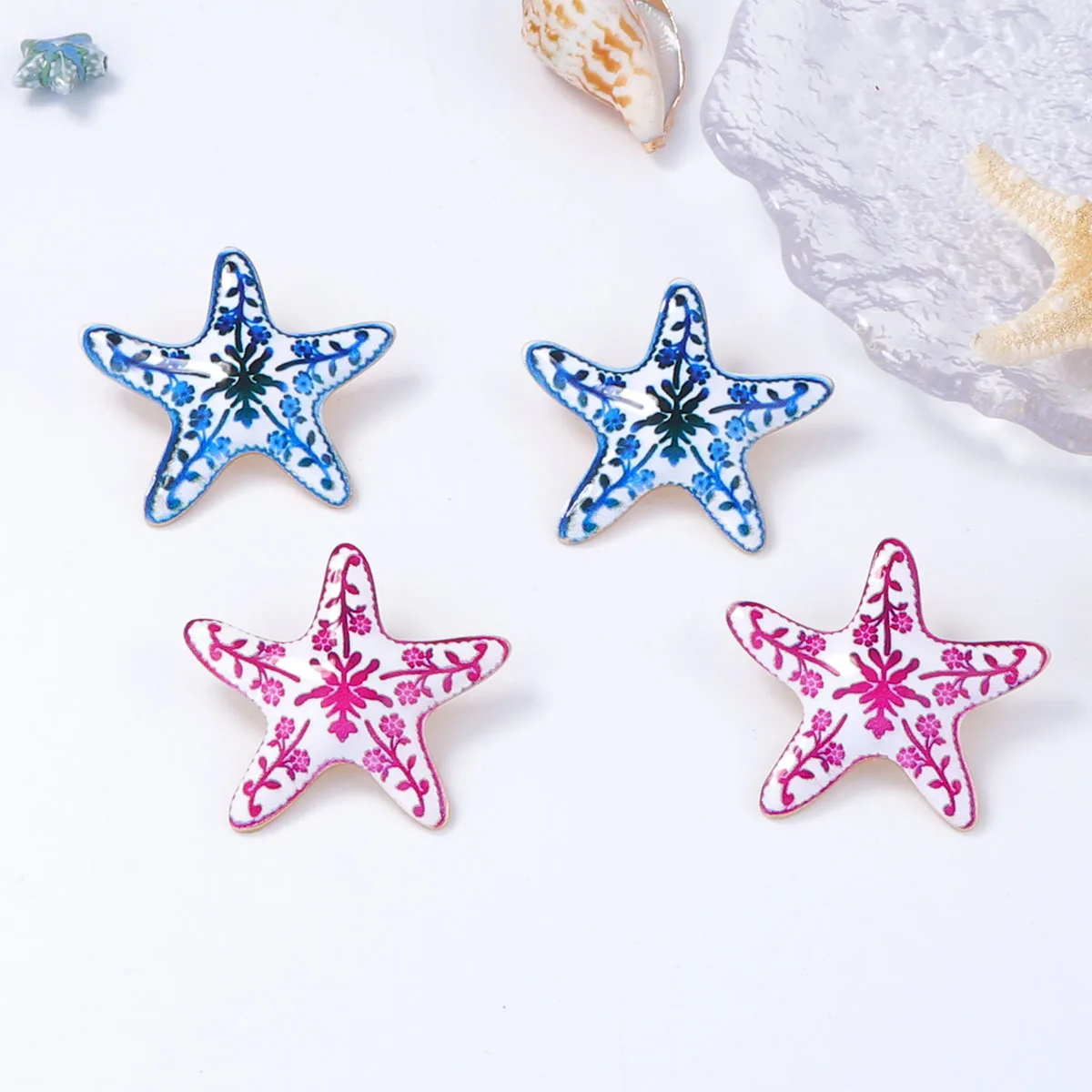 Colorful Enamel Glaze Alloy Star Earrings Light Luxury Trend Wedding Party Ocean Style Girls Earrings Holiday Jewelry Gift