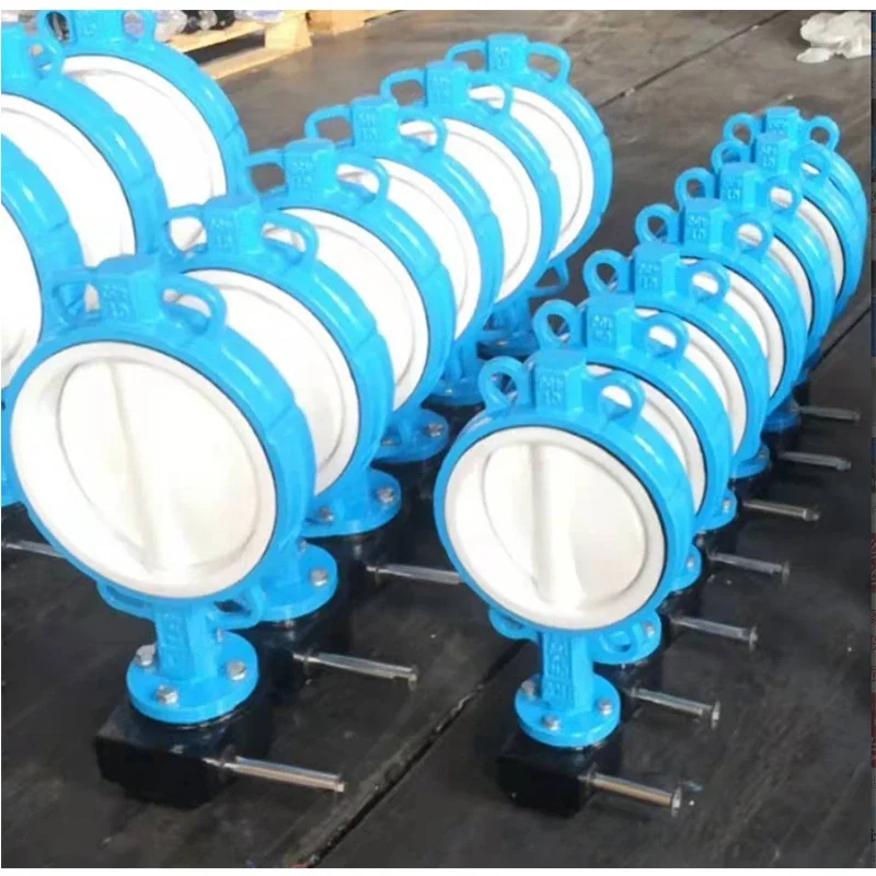 Turbine handle fully lined PTFE pair butterfly valve D371F4-10/16Q nodular ink body PTFE plate PTFE valve seat