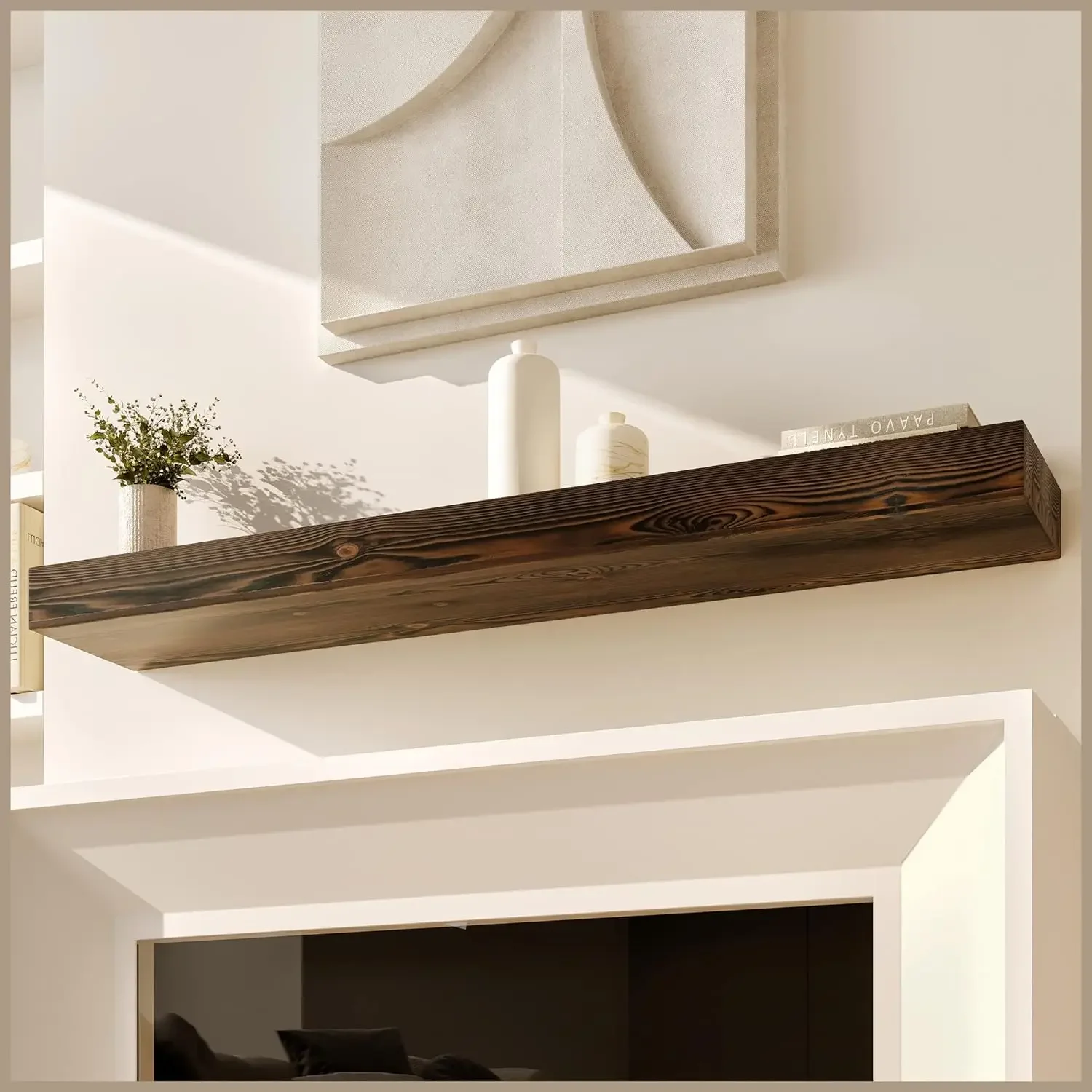 

Avana Fireplace Mantel Shelf 60 Inch - Natural Wood Mantles for Over Fireplace - Handcrafted Mantel Farmhouse Floating Shelf