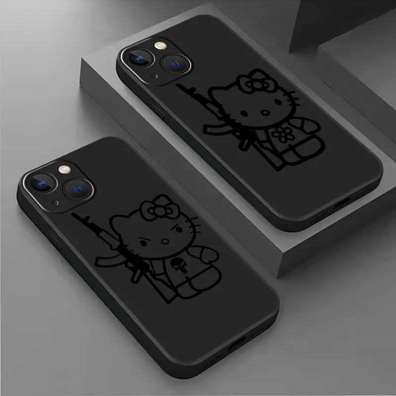 Cool Cartoon AK Hello Kittys phone Cases for iphone 14 case 11 13 15 Pro XS Max 8 12 Mini X SE 7 14 Plus funda Antiscratch cover