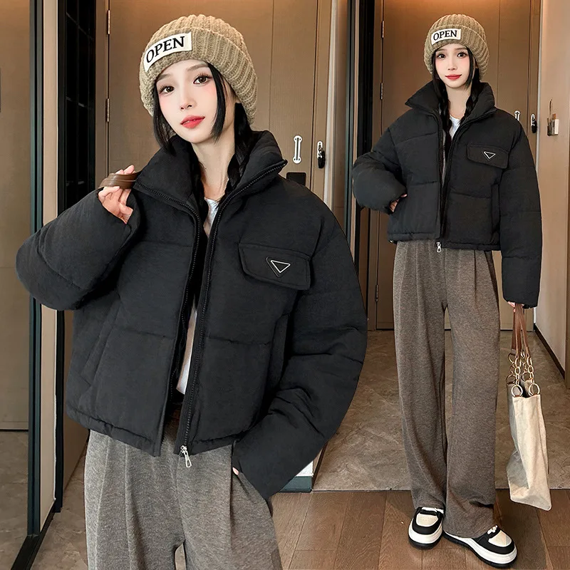Short Women Parkas Coats Solid Oversize Jacket Corduroy Zipper Drawstring Hem Loose Fit Thick Office Lady Casual Winter 2025