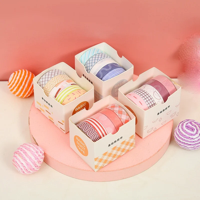 5 Rolls Solid Color And Paper Tape Handbook Decoration Materials Album Tape Student Diary Decoration