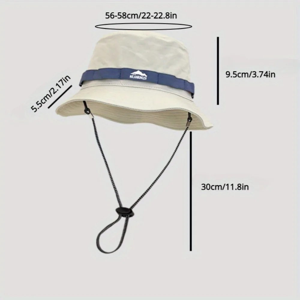 قبعة صياد السمك برباط للرجال - قبعة دلو للشمس قابلة للتنفس، حماية من الشمس للتخييم في الهواء الطلق في الربيع والصيف