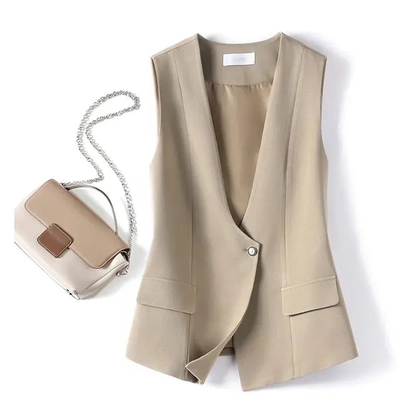 

Casual Loose Vest Female 2023 Spring Summer New Elegant All-match Sleeveless Top Fashion Solid Color Vintage Women Waistcoat