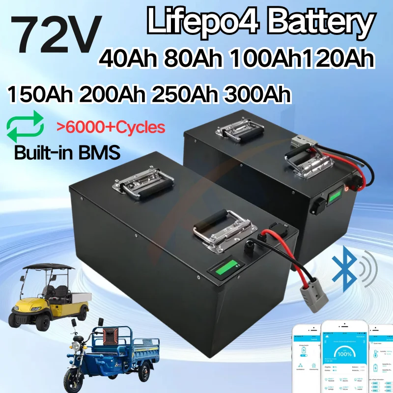 72V Lithium Battery Lifepo4 Energy Storage 40AH-300AH for 5000W 10KW 14KW Hybrid Car RV - 150AH 200AH 250AH 300AH Options