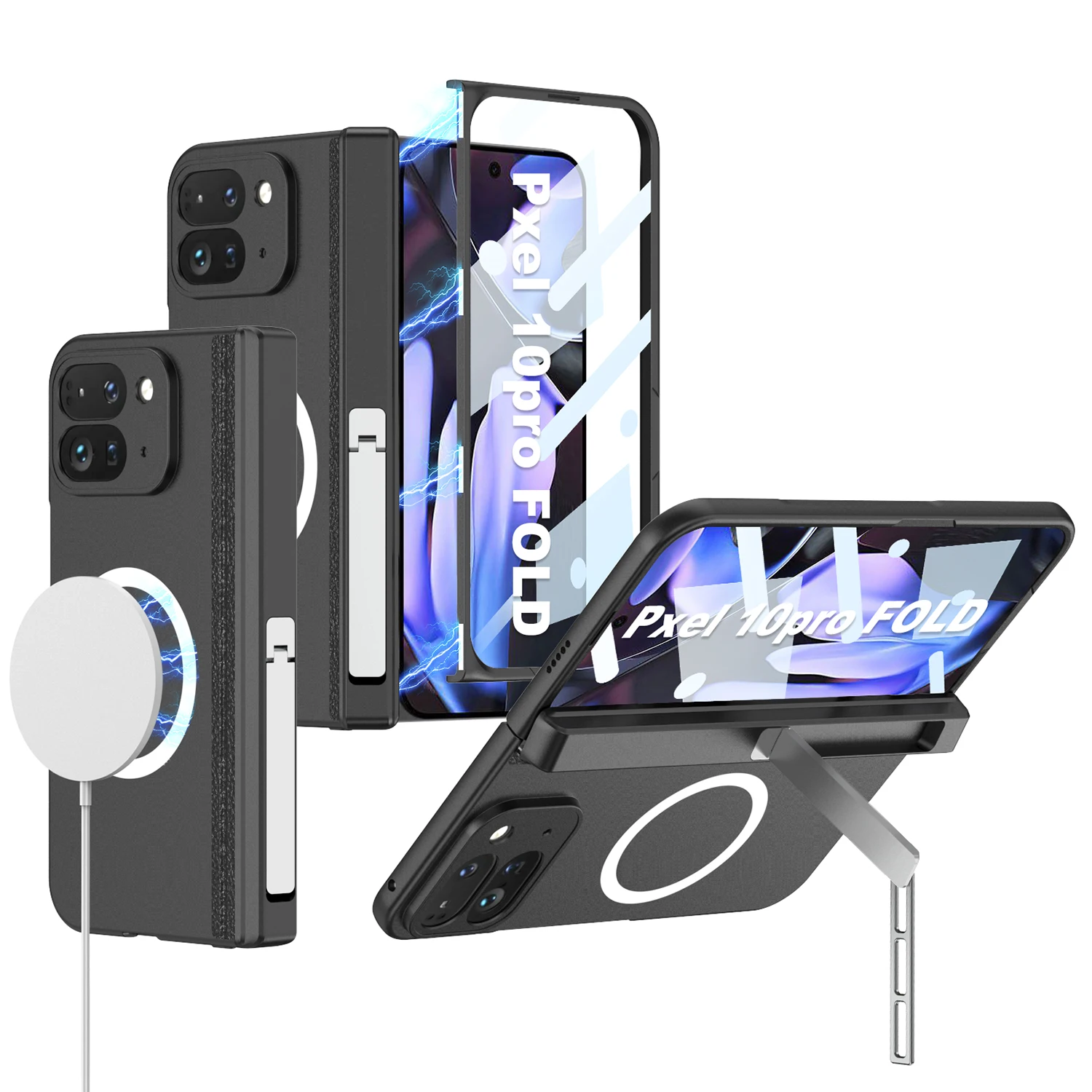 

Складной чехол для Google Pixel 10 Pro, жесткий чехол с подставкой, защитная задняя крышка с магнитной беспроводной зарядкой для Pixel 10 Pro Fold Shell