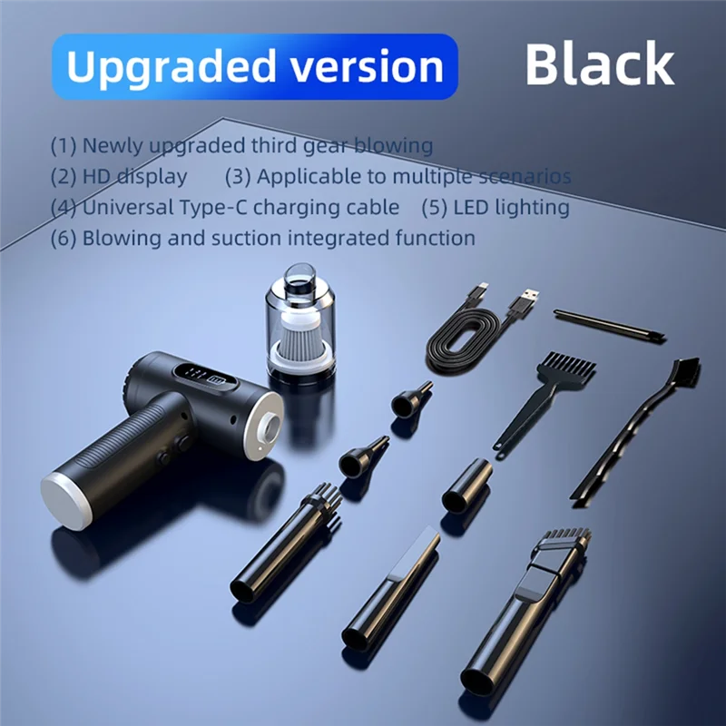 Пылесос Air Duster 50000 об/мин, 3-ступенчатый беспроводной ручной пылесос для автомобильного домашнего компьютера, продувочный пылесос 2 в 1, простая установка