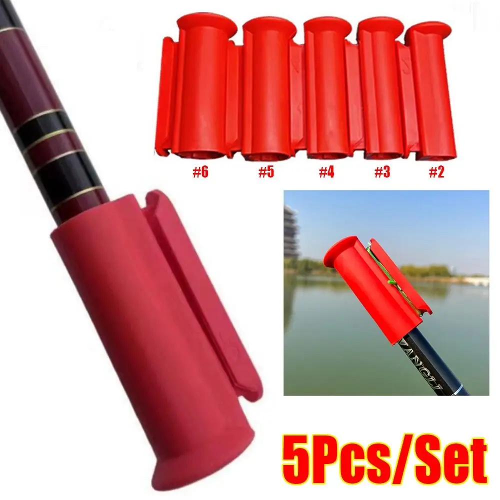 5 unids/set de alta elasticidad, enchufe para caña de pescar, enrollador de hilo de pescar, enrollador de alambre rojo, accesorios para aparejos de pesca de 10-25mm