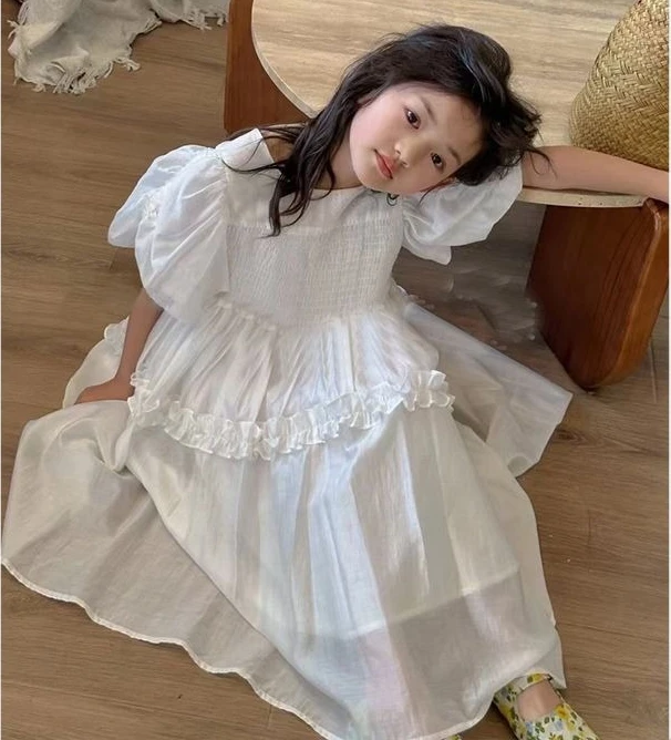 

Girls Summer Dress 2025 New Beautiful Vest Dress Stylish and Fashionable Children Beach Dress Trend