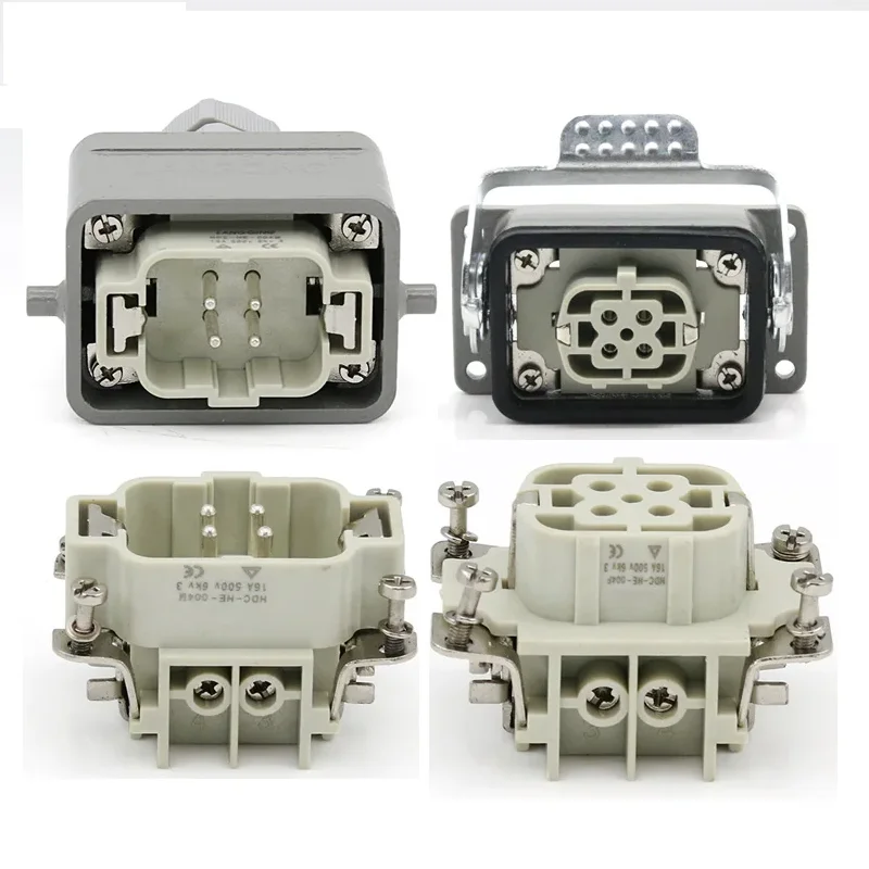 Fotografia 6: Conector retangular de sobrecarga HDC-HE-004 para a indústria aeroespacial com função à prova d'água, plugue e soquete de 4 pinos.