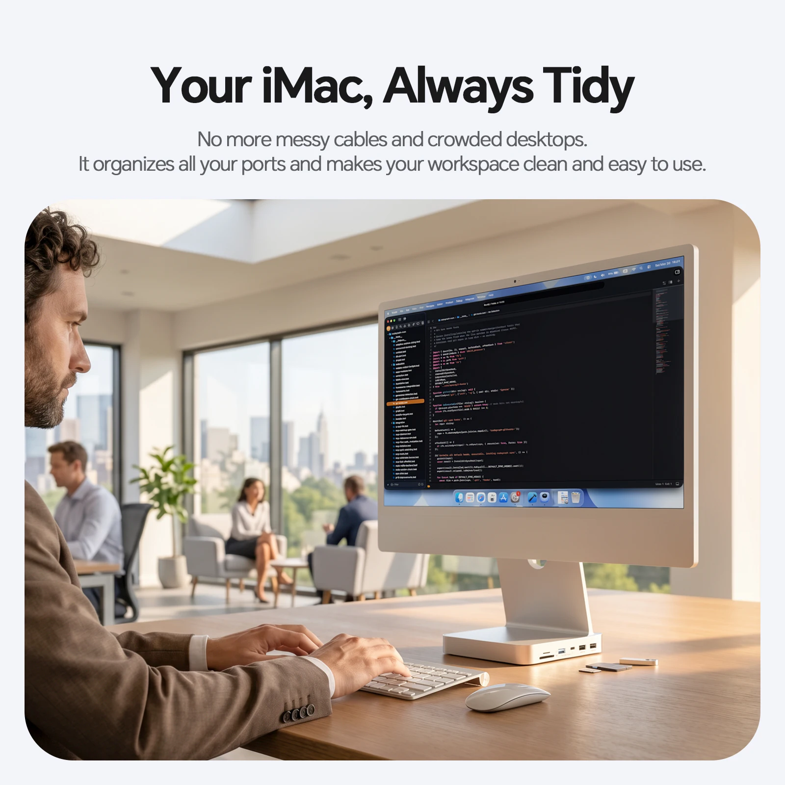 PULWTOP USB C 허브 iMac M1/M3/M4용 USB C 10Gbps, USB A SD/TF, 도킹 스테이션 지원 M.2 SSD 확장 (포함되지 않음)