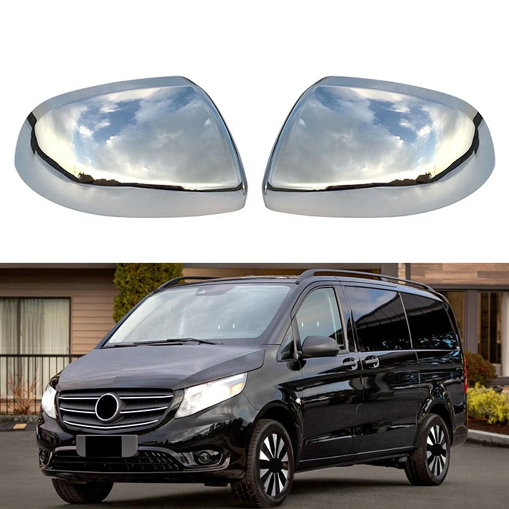 Two Chrome Wing Mirror Cover for For MERCEDES Vito W447 Built Between 2014 and 2023 ABS Mirror Housing Upgrade Set