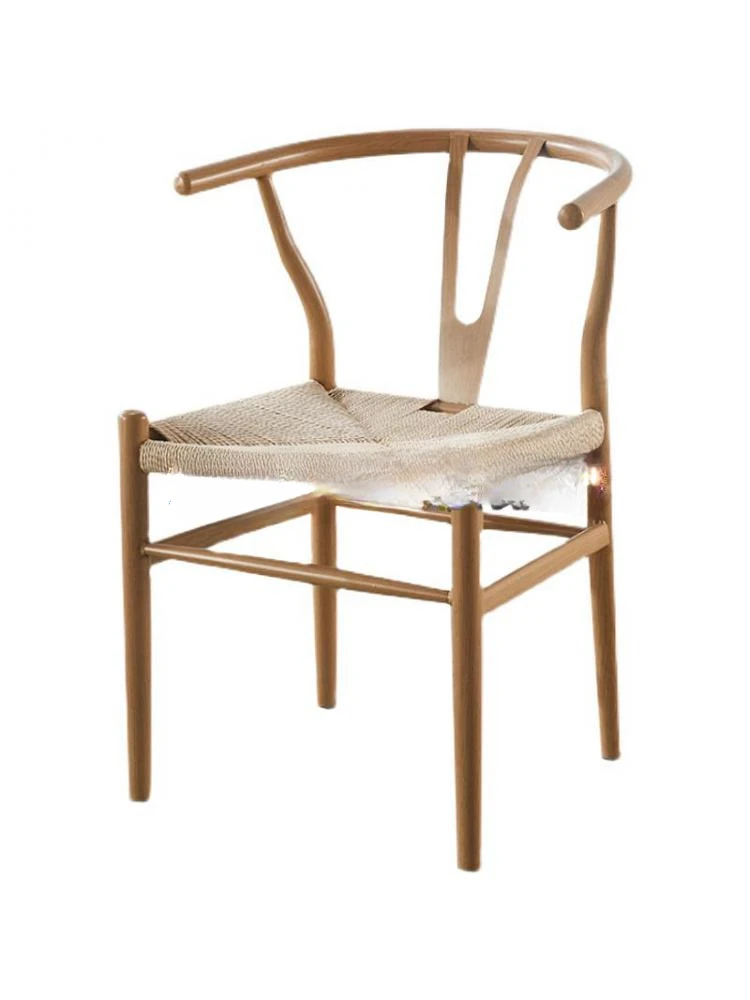 Nordic dining chair household back wooden  Chinese style Taishi chair tea solid wood simple rattan armrest