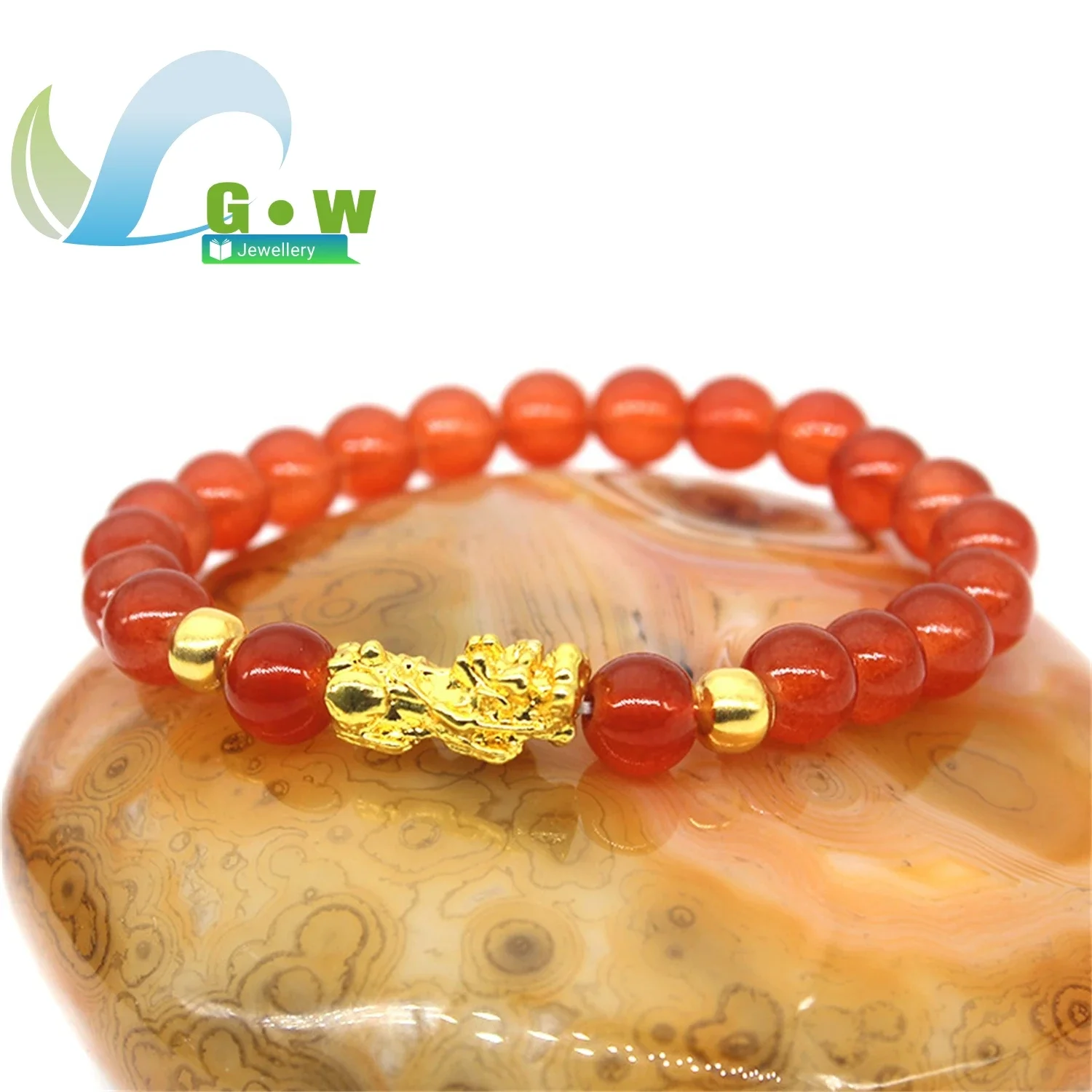 8mm Rose Quartz Pixiu Bracelet Color Keep Gold Plated Red Hand Chain Small Gift Ecommerce Live Stream Bonus Crystal