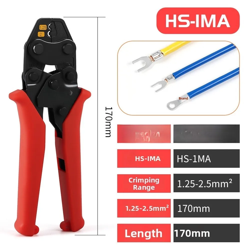 Non-insulated Connector Tool Ratchet Crimping Tool For Industrial Maintenance Precision Compression Mechanism Black Red