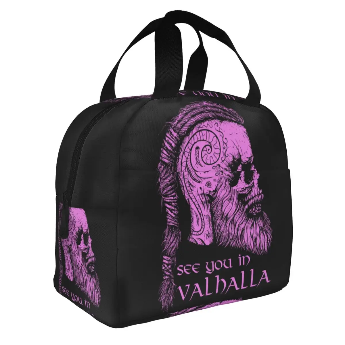 Viking Odin Norse Mythology See You In Valhalla Insulated Lunch Bag for Work School Waterproof Cooler Thermal Lunch Box