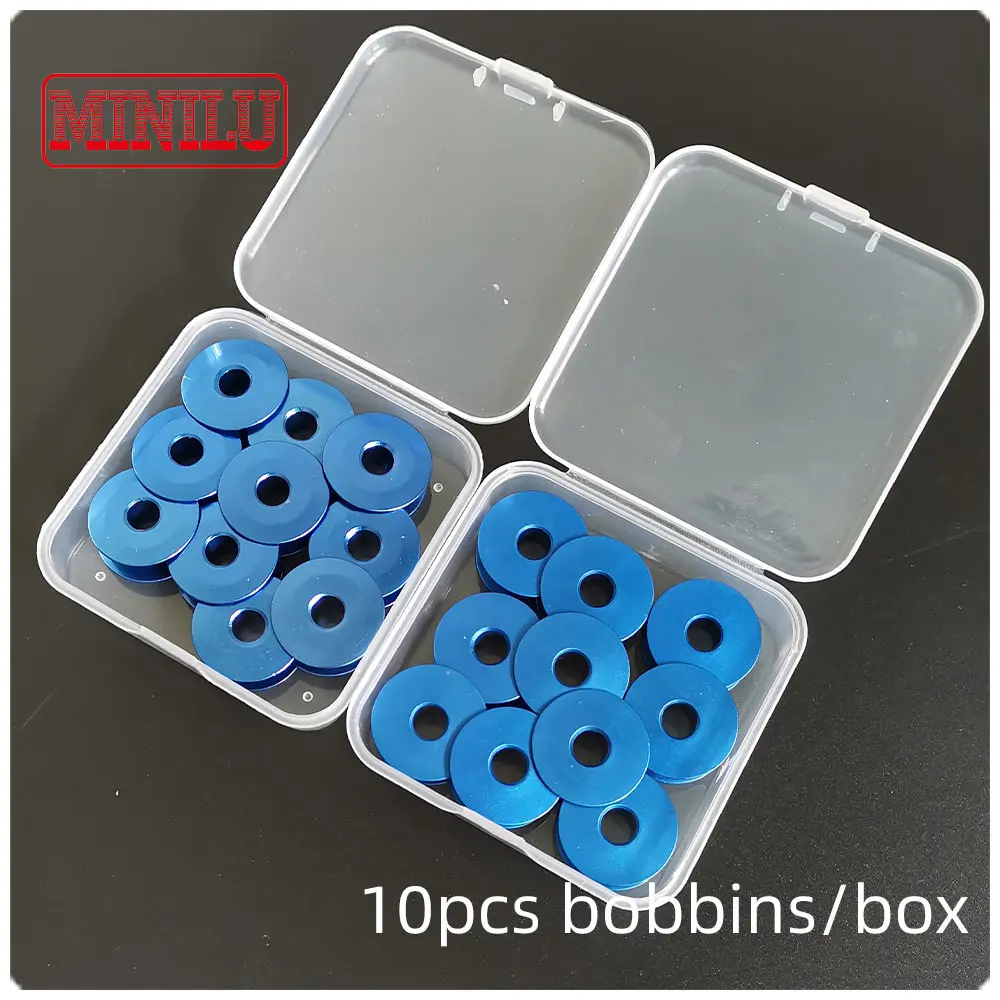 10pcs/Box Aluminum Bobbins Metal Spool Sewing Craft Tools Accessories for Industrial Sewing Machine Flat Car