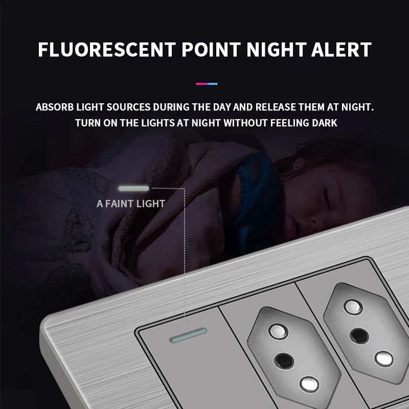 

Высококачественная настенная розетка в Бразилии 118, панель из нержавеющей стали, двойной USB-тип - C и выключатель света для ремонта офиса