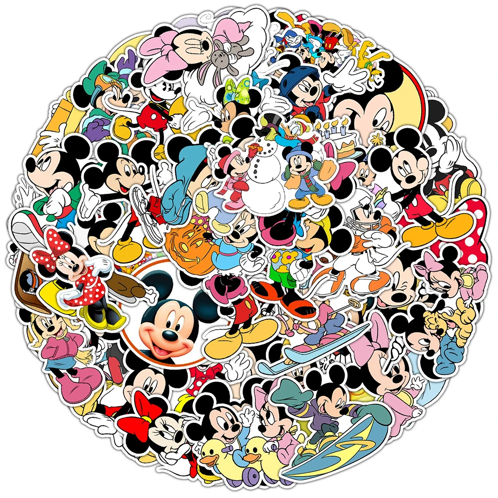 10/30/50pcs Cute Disney Anime Micky Mouse Stickers Cartoon Kids Sticker Toy DIY Phone Water Bottle Notebook Fun Graffiti Decals