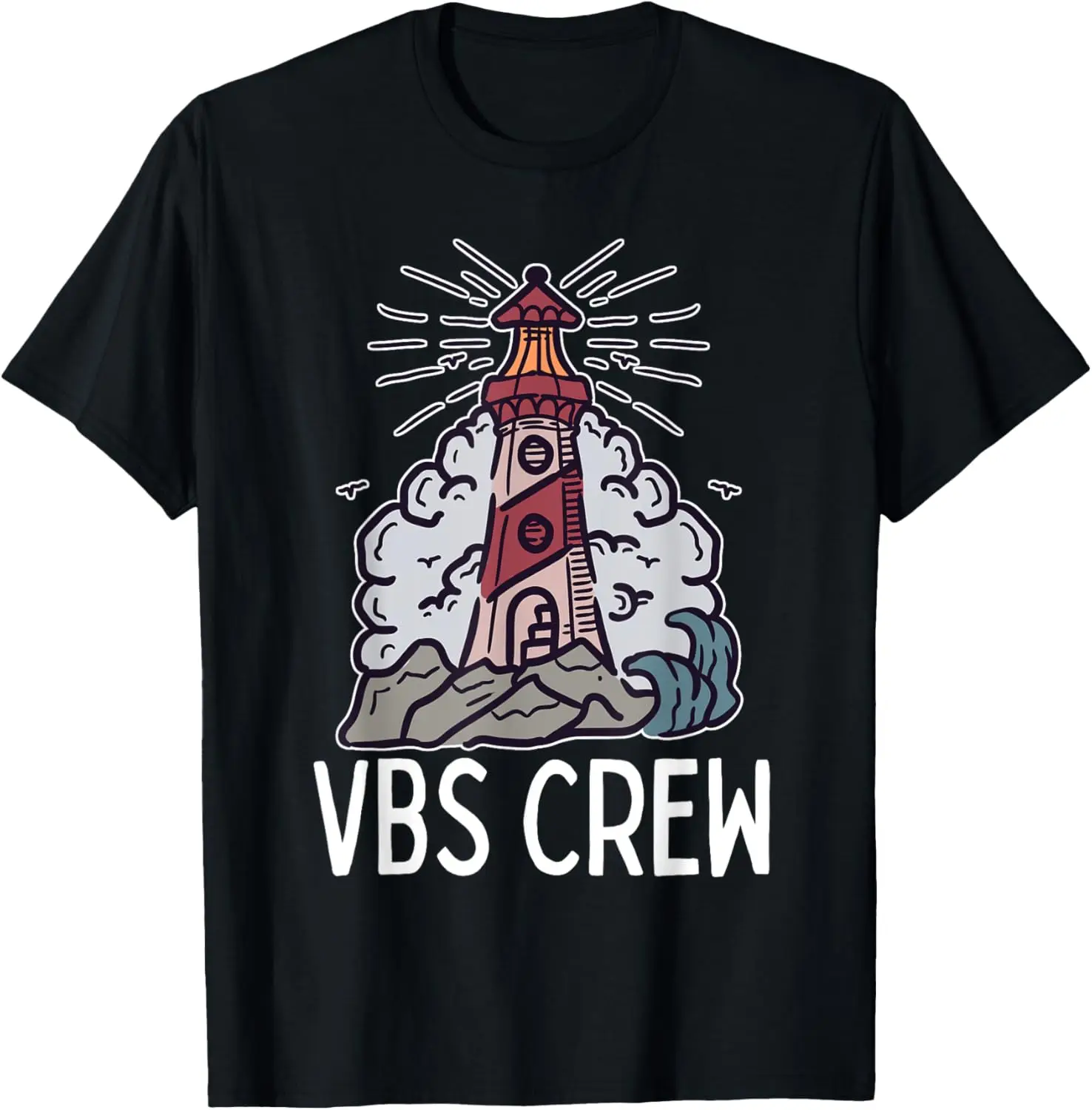 I Love VBS 2024 Crew Lighthouse Vacation Bible School Beach T-Shirt