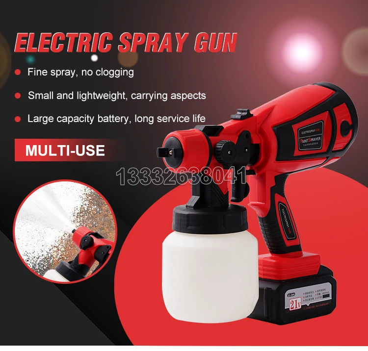 800ML Electric Spray Gun High Power Tools Paint Sprayer Auto Red Electric Spray Gun for House Painting, Cabinets Fence Walls DIY