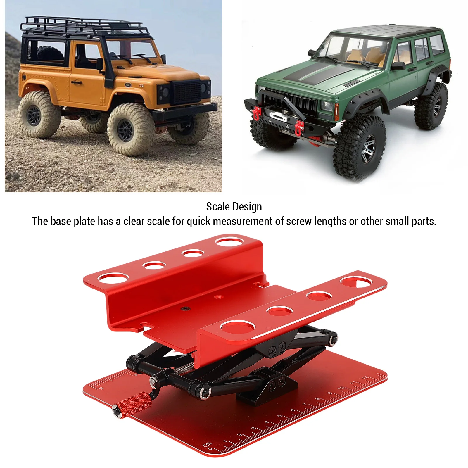 Supporto per riparazione auto RC Tappetino antiscivolo Supporto per auto RC manuale stabile Scala in lega da 2,36 pollici a 5,51 pollici per auto RC 1/12