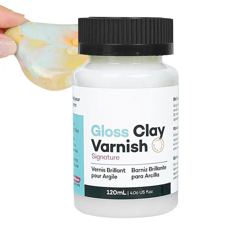 120ML Gloss Varnish For Air Dry Clay Glaze Clay Gloss Clay Varnish High Gloss Varnish Long-Lasting Multiusing Glossy