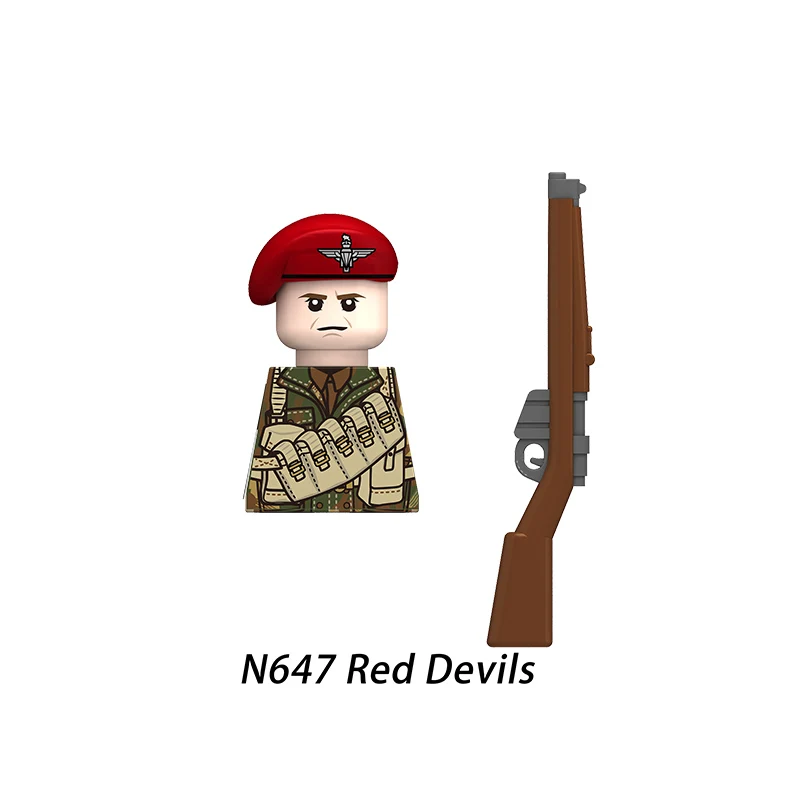 الشؤون العسكرية WW2 بريطانيا المشاة اللبنات نموذج الطوب عمل صغير دمى أشكال لعبة هدية للأطفال